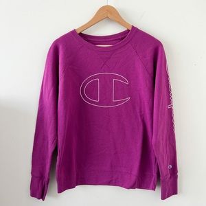 Champion Logo Berry Pullover Crewneck Sweater Size Medium